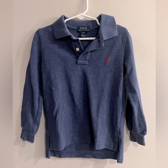POLO RALPH LAUREN Toddler Boy’s Navy Blue Long Sleeve Polo Shirt Size 4T - Picture 1 of 4